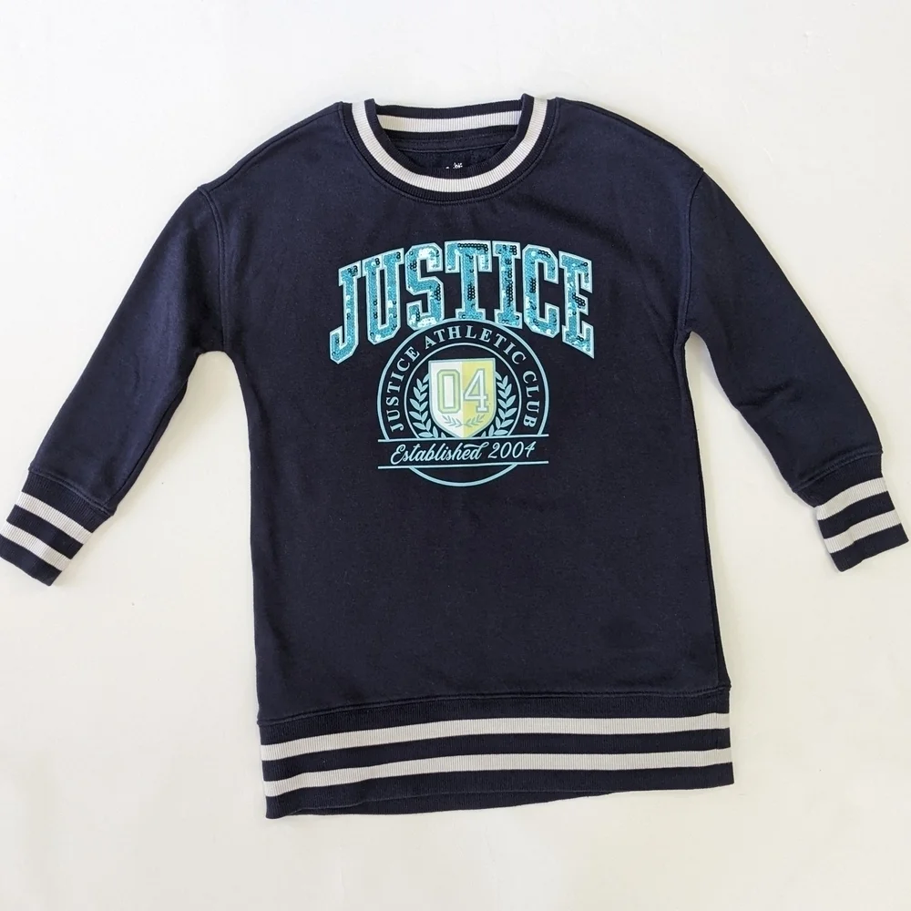 Justice Kids Blue and Green Tie-Dye Hoodie and Navy Sweatshirt Set